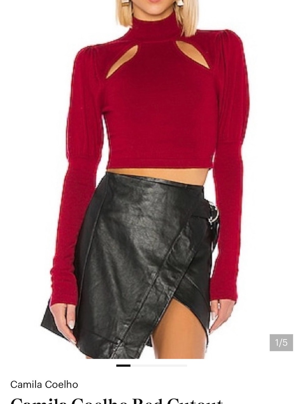 Camila Coelho Red Cutout Long-Sleeve Crop Top Sweater